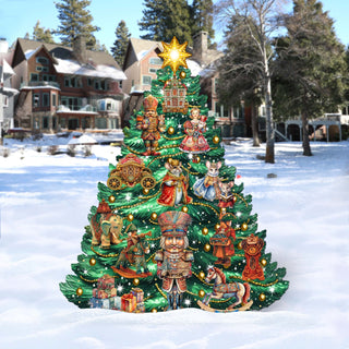 Nutcracker-Themed Christmas Tree Outdoor Indoor Decor Wooden Christmas Decoration by G. Debrekht Christmas Decor - 8191501F