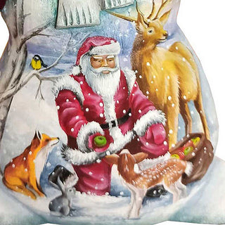 Santa with His Forest Friends Snowman Hand-Painted WOODCARVED Figurine by G. DeBrekht - Christmas Santa Snowman Decor - 2821588 *** PRE-ORDER - Handmade Just for You! ***