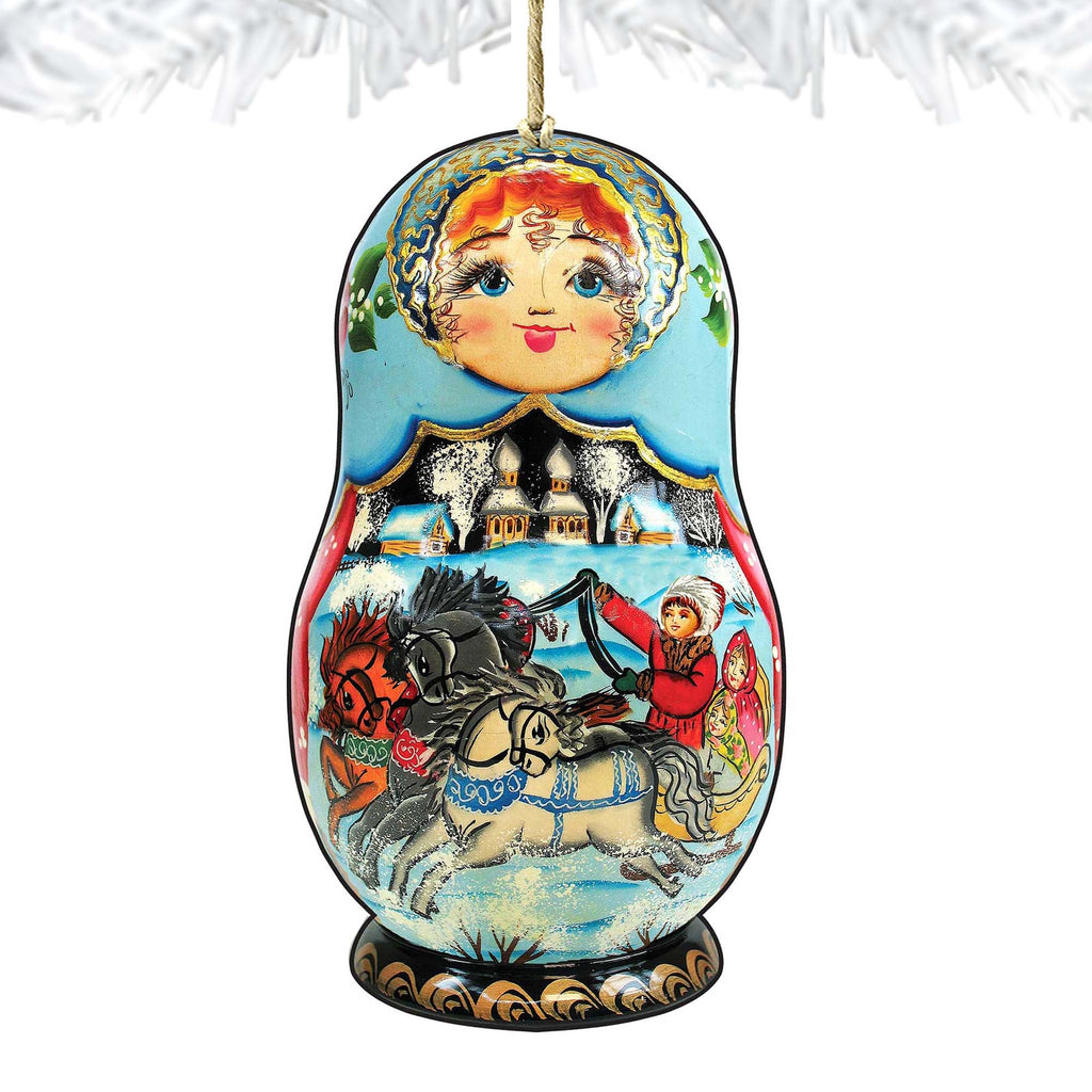 Troyka Horse Ride Matreshka Wooden Ornaments by G. DeBrekht - Christmas Decor - 8115225