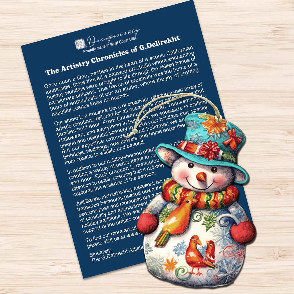 Snowman Decorative Eco Wood Ornaments Set of 3 by G. Debrekht - Christmas Decor - 8091023-S3