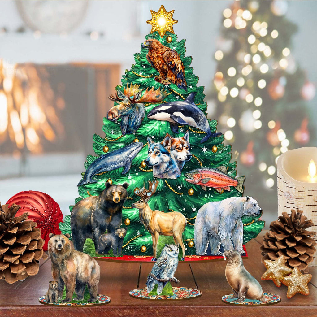 Wildlife of Alaska Advent Calendar Christmas Tree Eco Wood Set by G.DeBrekht Christmas Decor - 8091523