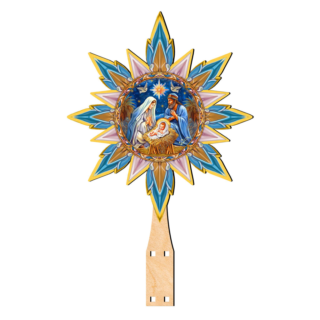 Christmas Story Star Tree Topper Wooden Decor by G. Debrekht - Nativity Holiday Decor - 89501