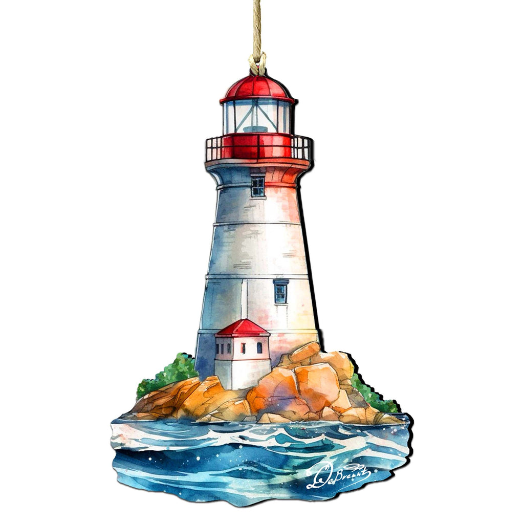 Nautical Christmas Ornaments - Lighthouse Wooden Ornaments by G.Debrekht Coastal Holiday Decor - 8688197