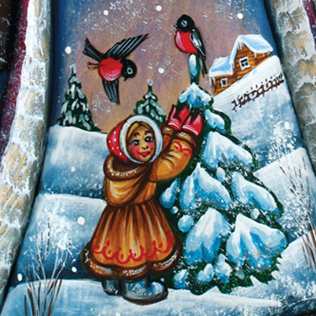 Girl in a Forest Santa Hand-Painted WOODCARVED Masterpiece by G. DeBrekht - Christmas Decor - 8214835