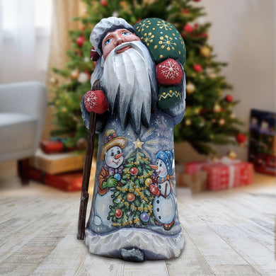 Lightning Star Snowman Hand-Painted WOODCARVED Figurine by G. DeBrekht - Christmas Santa Snowman Decor - 82151042
