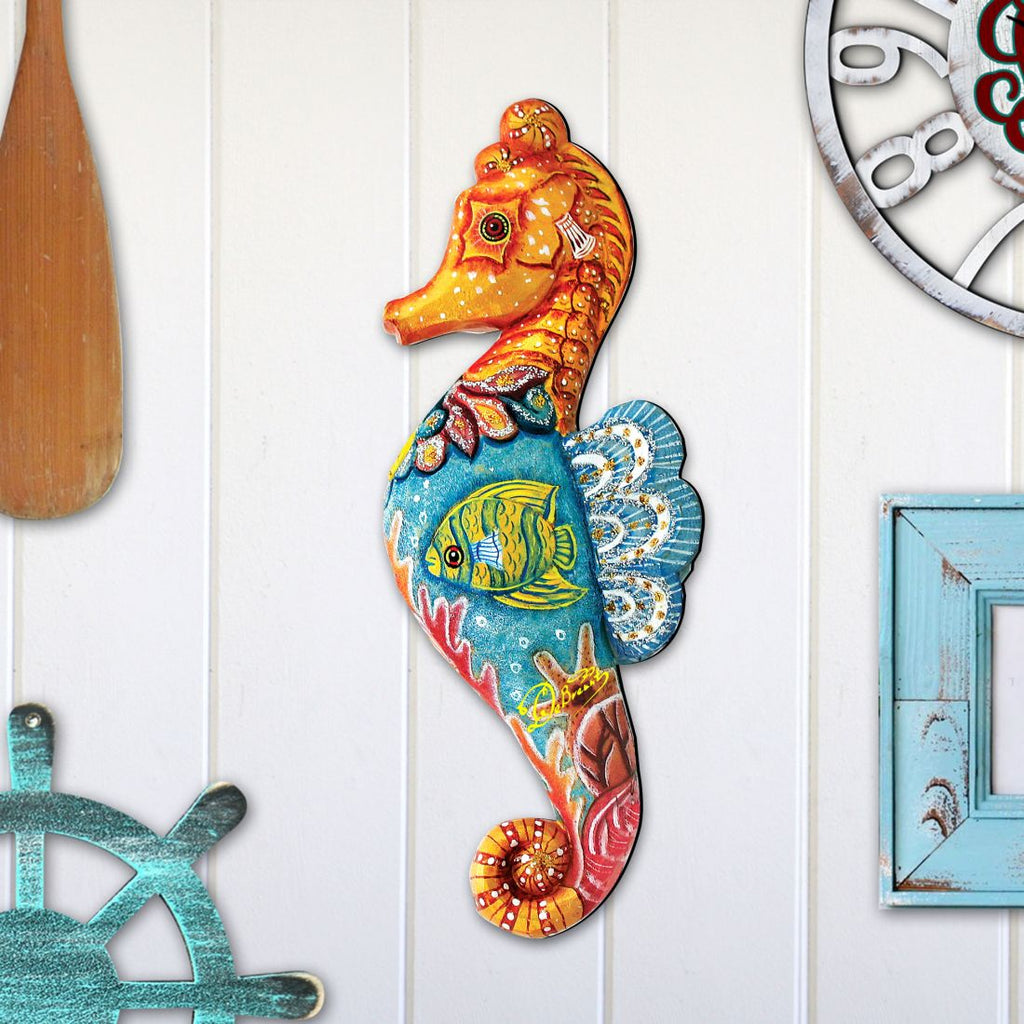 Seahorse Beach House Coastal Door Decor by G. DeBrekht - Coastal Holiday Decor - 8126111H