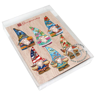 Holiday Gnomes Decorative Eco Wood Magnets Set of 6 by G. Debrekht - Christmas Decor - 8090138G-S6