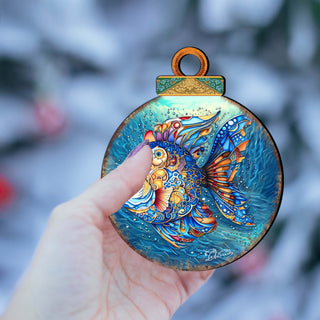 Coastal Decorations - Blue Fish Wooden Ornaments by G.Debrekht Coastal Holiday Decor - 8688181