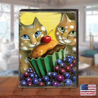 Chocolate Marshmallow Wooden Wall Art by Laura Seeley - Pets Dog and Cats Decor - 8512112B