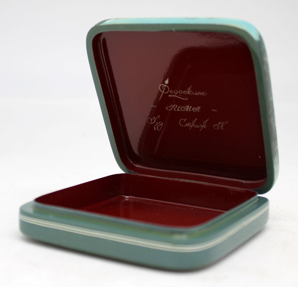 Handpainted One-of-a-Kind Papier Mache Lacquered Miniature Box 3.5 x3.5 x 1