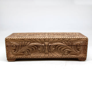 One-of-a-Kind Ornamental WOODCARVED Jewelry BOX 8x3.5x2.5