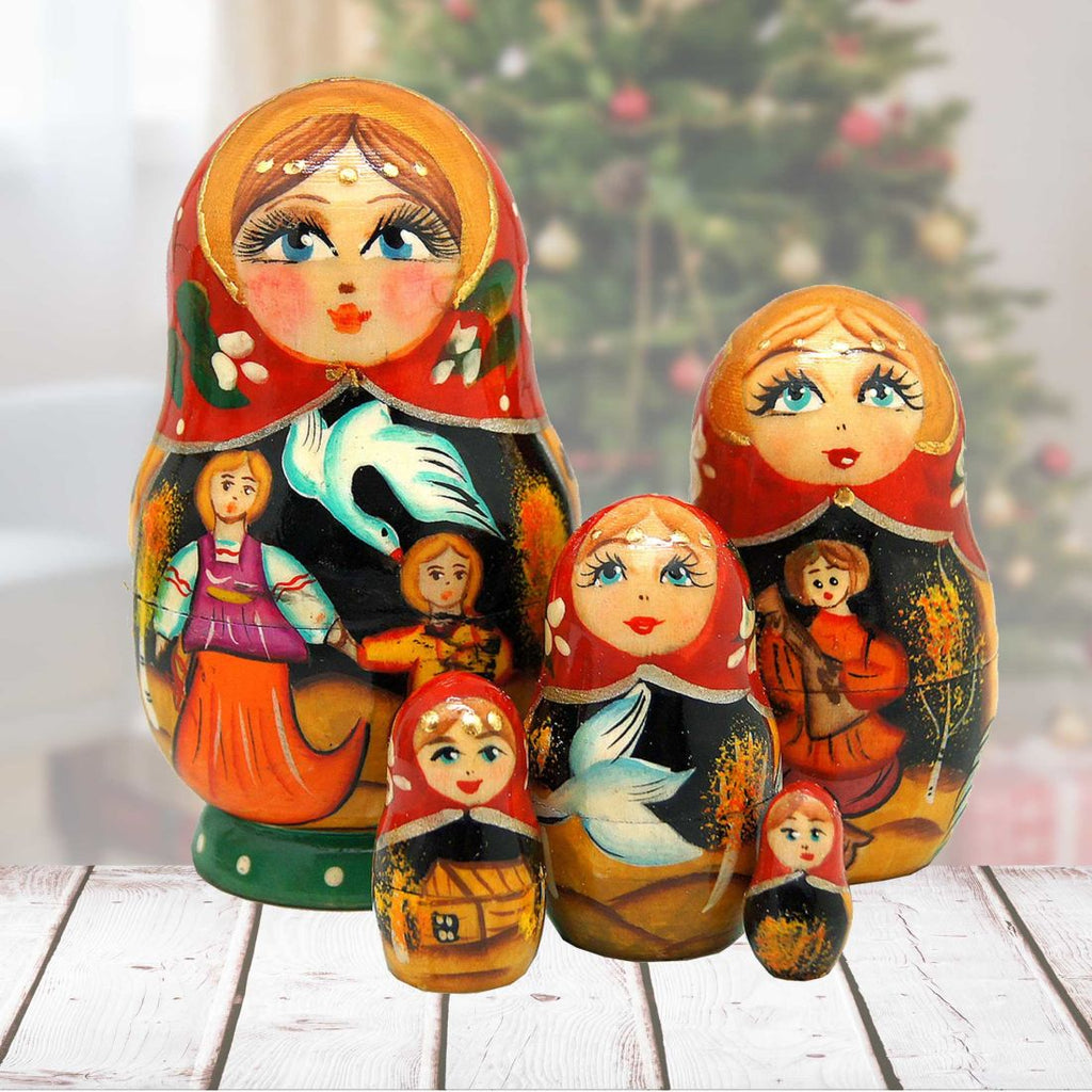 Fairy Tale Matreshka Nesting Hand-Painted Dolls Set of 5 by G. DeBrekht - Christmas Decor - 140070