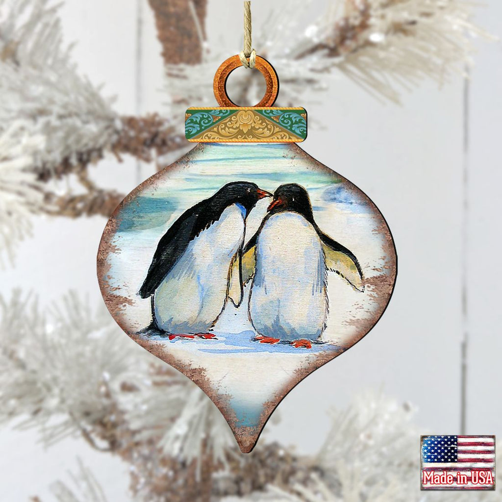Penguins Drop Wooden Ornaments by G. DeBrekht - Wildlife Holiday Decor - 8035382