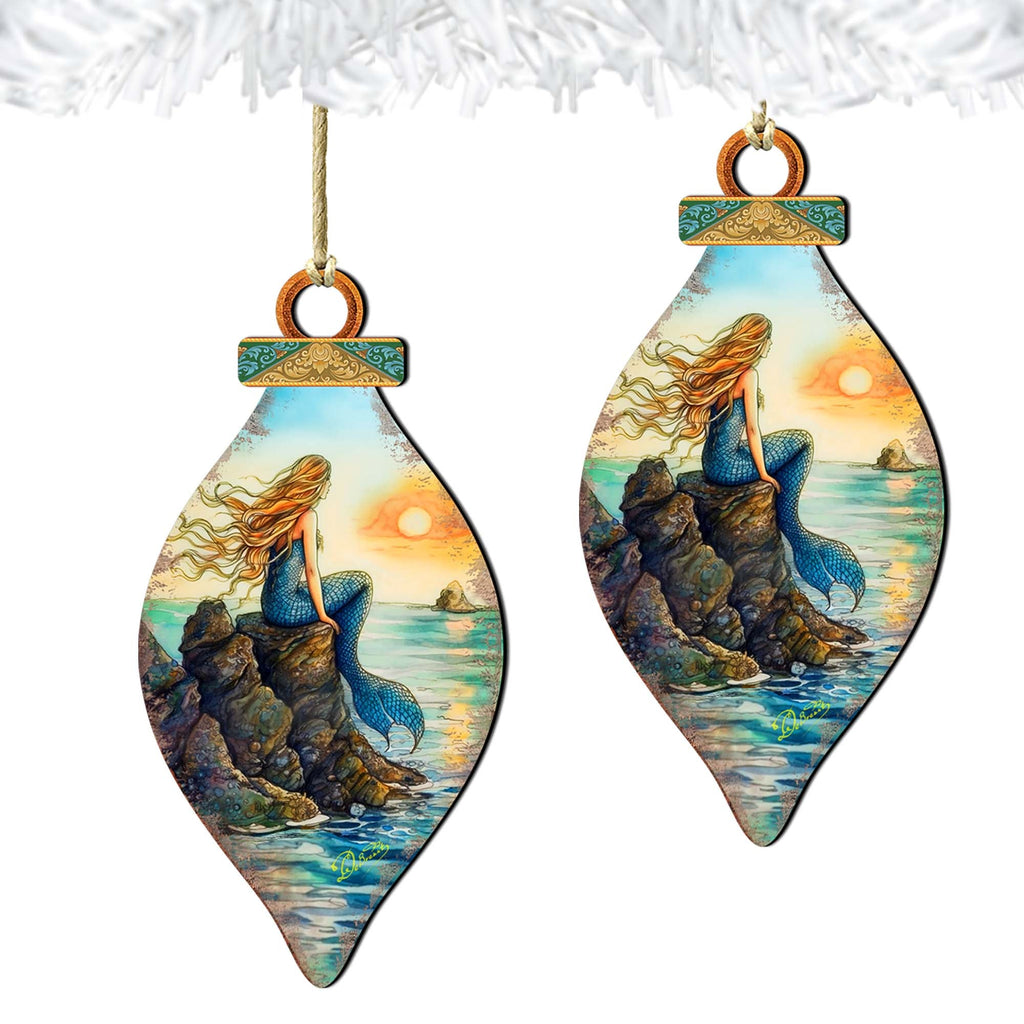 Mermaid Coastal Wooden Ornaments by G. DeBrekht Coastal Holiday Decor - 8688169