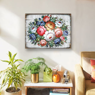 Floral Composition Rustic Wooden Wall Art by G. DeBrekht - Floral Ornamental Decor - 85102B