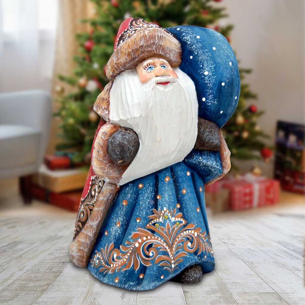 Holiday Gnome Santa Bag Hand-Painted WOODCARVED Masterpiece Figurine by G. DeBrekht - Christmas Decor - 8215555-DG