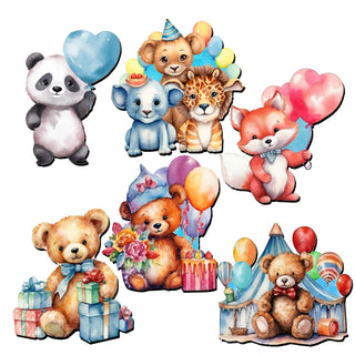 Happy Birthday Decorative Eco Wood Magnets Set of 6 by G. Debrekht - Family Love Decor - 8090035G-S6