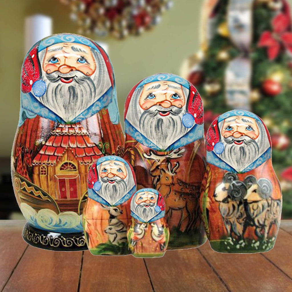 Noah's Ark Matreshka Nesting Hand-Painted Doll Set of 5 by G. DeBrekht - Nativity Holiday Decor - 110084
