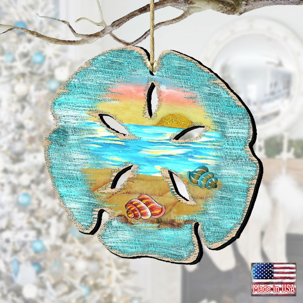 Sand Dollar Wooden Ornaments by G. DeBrekht - Coastal Holiday Decor - 8198539