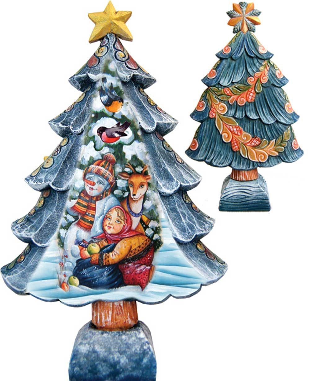 Christmas Tree Santa with Kids Handcrafted Christmas Figurine - G. DeBrekht - Christmas Santa Snowman Decor - 588032M