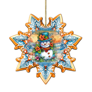 Snowman Snowflake Wooden Ornaments by G. Debrekht - Christmas Santa Snowman Decor - 8688425