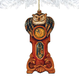 Owl Clock Wooden Ornaments Halloween by G. DeBrekht - Thanksgiving Halloween Decor - 8153311