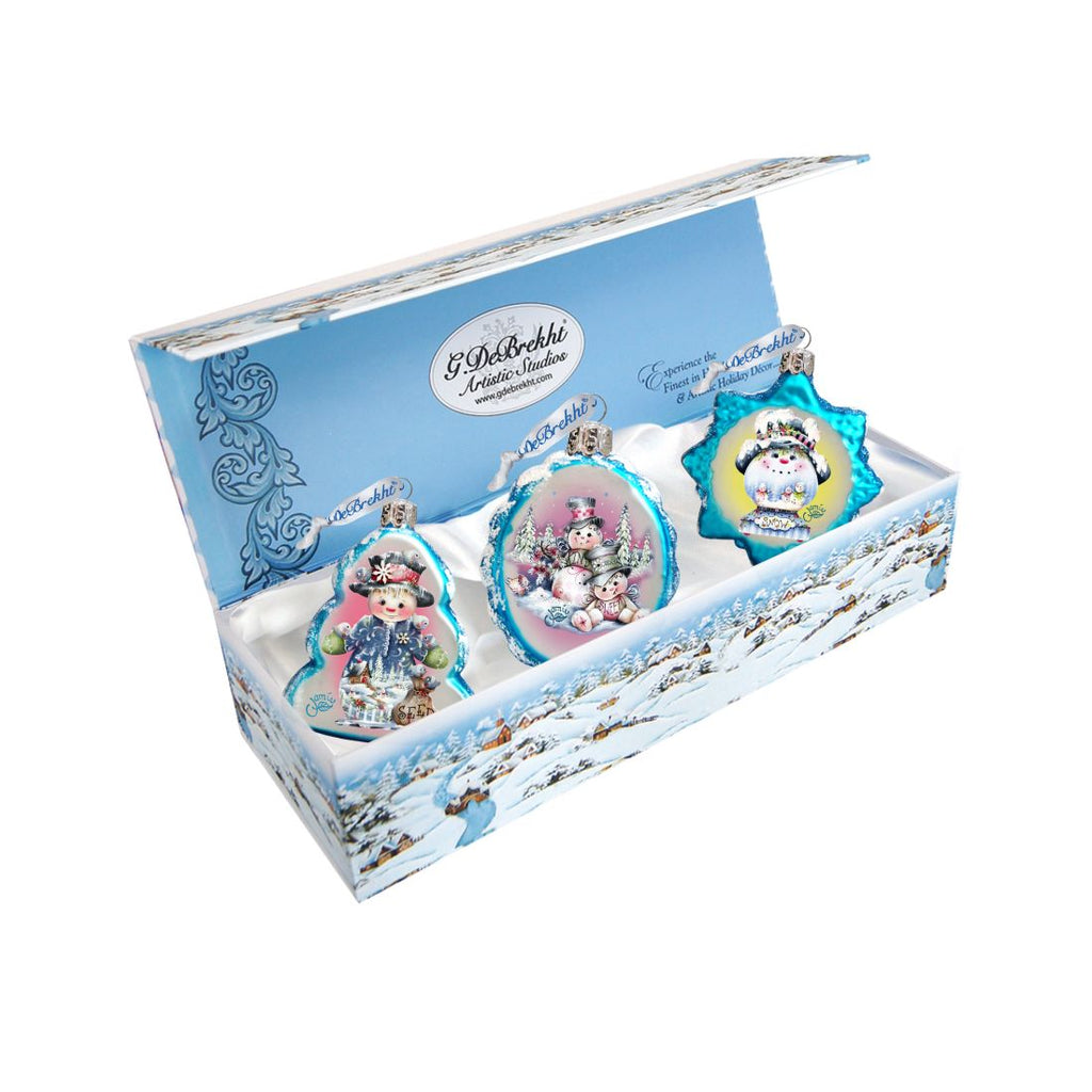 Holiday Snowman Mercury Glass Ornaments by Jamie Mills-Price - Christmas Decor - 770140S3-MP