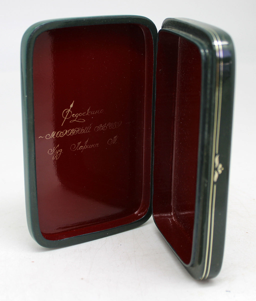 Handpainted One-of-a-Kind Papier Mache Lacquered Miniature Box 3 x 4.5 x 1 Unique Handmade Gift Collectible and Home Decoration