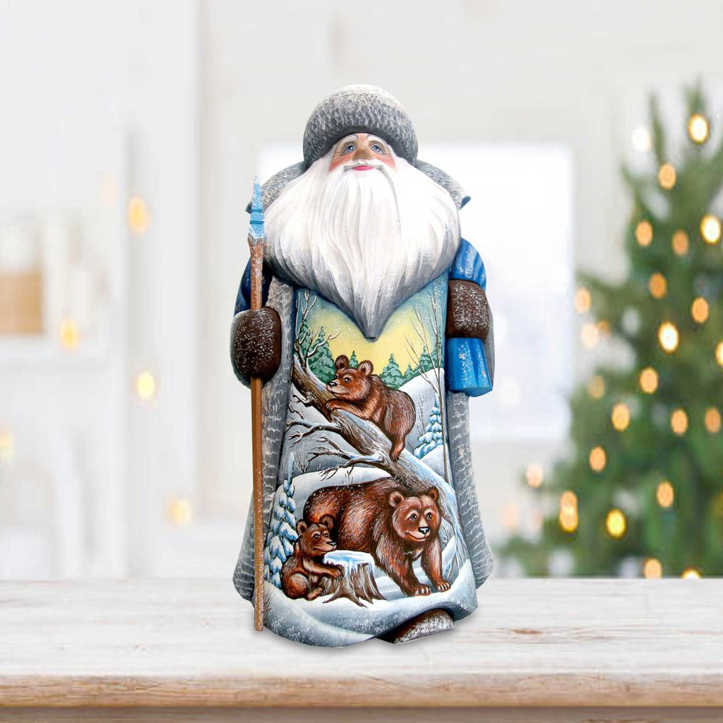 Bear Cubs at Play in Wilderness Hand-Painted WOODCARVED Figurine by G. DeBrekht - Wildlife Holiday Decor - 821825 *** PRE-ORDER - Handmade Just for You! ***