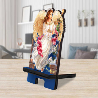 Angel of the Light Cell Phone Stand Inspirational Decor Wood Mobile Tablet Holder Charging Station Organizer - 892076C-DG