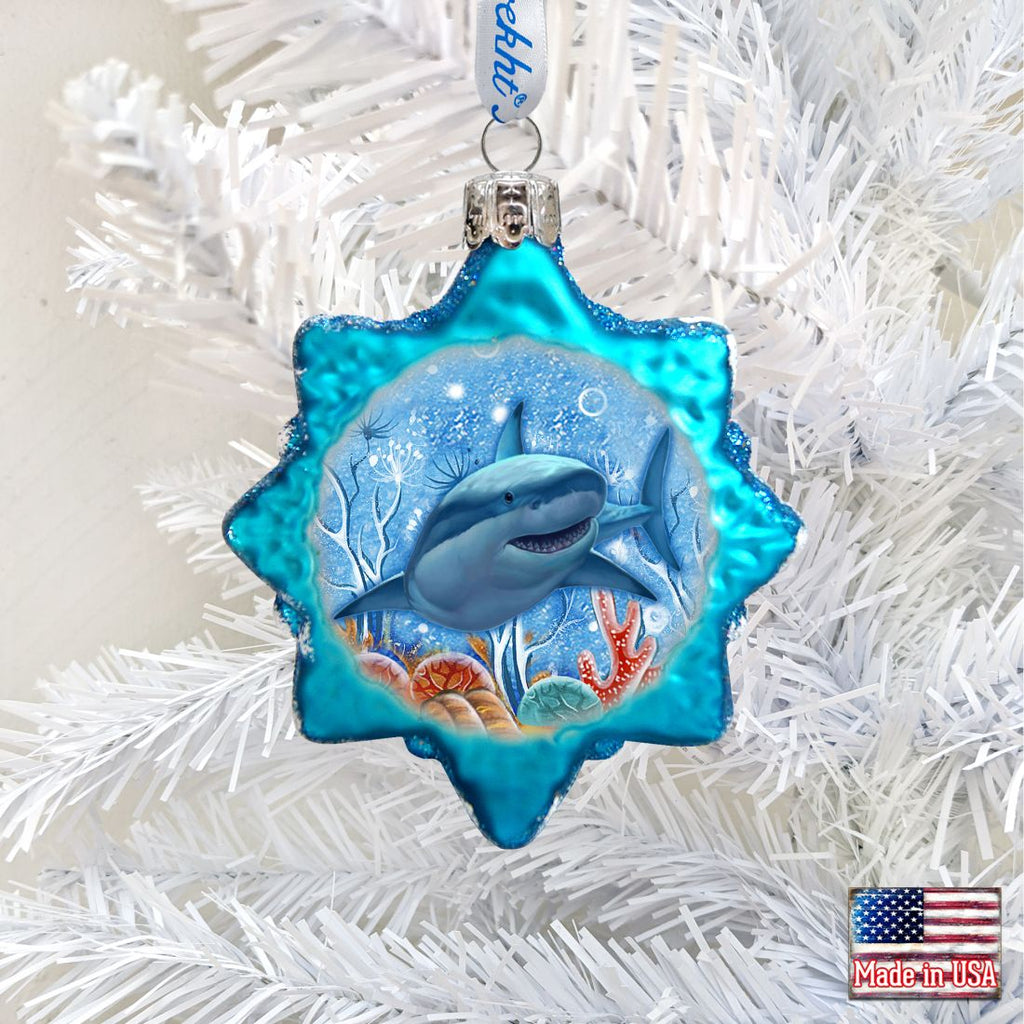 Shark Mercury Glass Ornament by G. DeBrekht - Coastal Holiday Decor - 777379