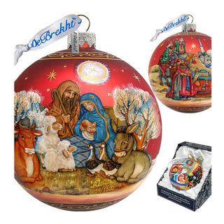 Story of Nativity Ball Glass Ornament Limited Edition by G. DeBrekht - Nativity Holiday Decor - 73853