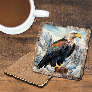 Bald Eagle Wooden Cork Coasters Gift Set of 4 by Nature Wonders Nature Wildlife Decor - 95399C-S4