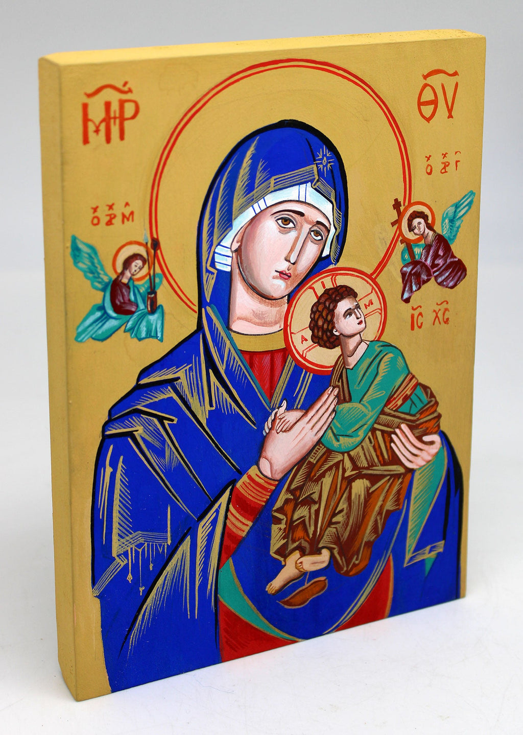 Virgin Mary Directress - Original One-of-a-Kind Orthodox Icon Handpainted on Wood 8 x 5.5
