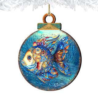 Coastal Decorations - Blue Fish Wooden Ornaments by G.Debrekht Coastal Holiday Decor - 8688181