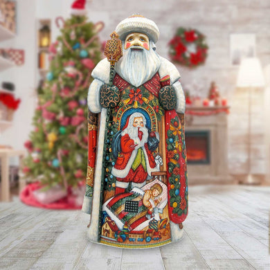 Christmas Night fireplace Santa Hand-Painted WOODCARVED Masterpiece by G. DeBrekht - Christmas Decor - 215633