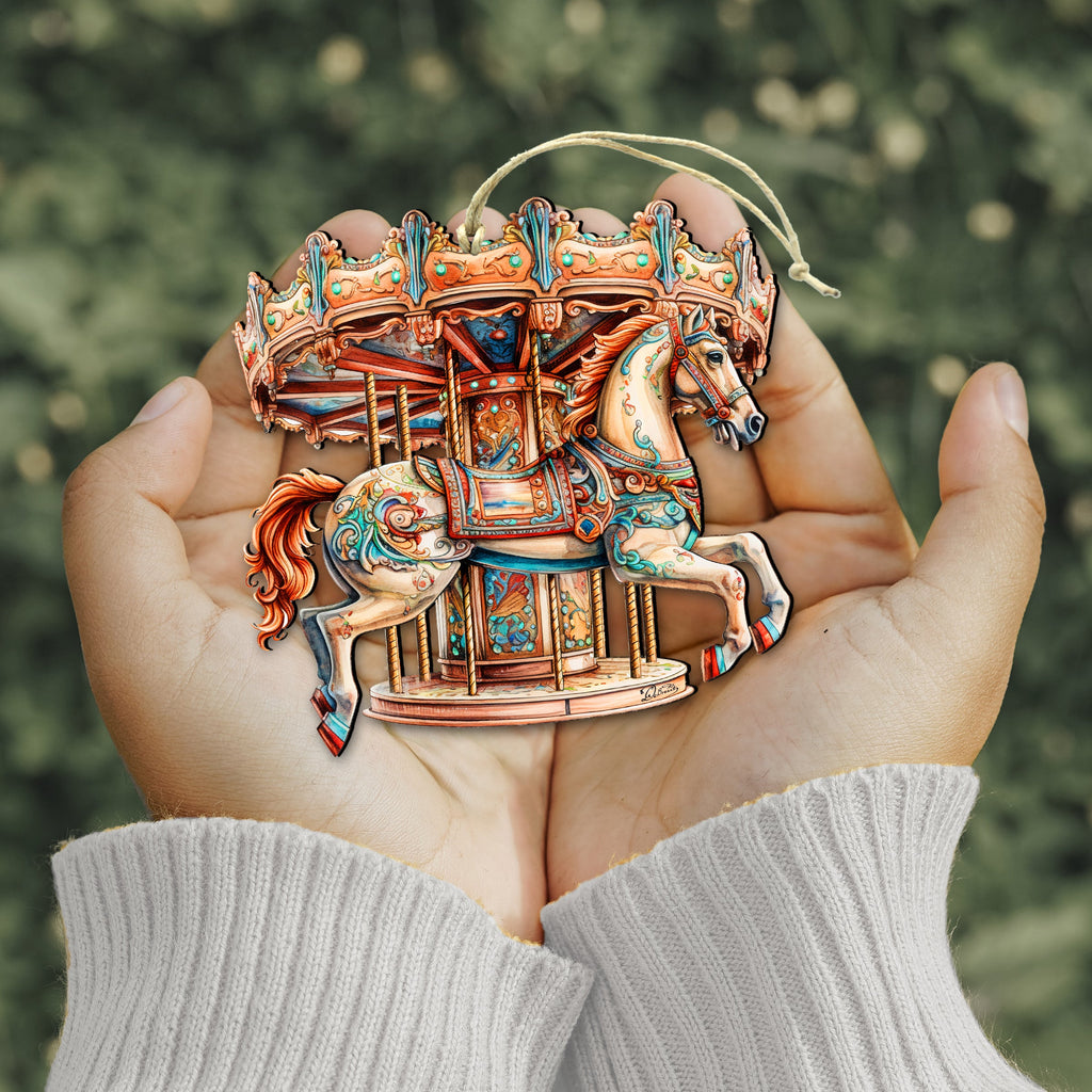 Carousel Horse Wooden Ornaments by G. Debrekht Christmas Decor - 8611027