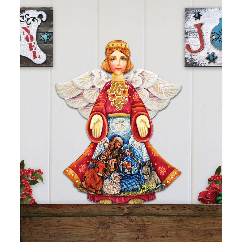 Nativity Christmas Angel Nativity Door Decor by G. DeBrekht - Nativity Holiday Decor - 8152722H