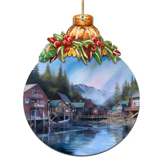 Arctic Mountain Homes Wooden Ornaments by G.Debrekht - Wildlife Holiday Decor - 870014
