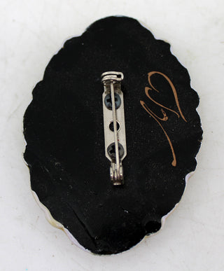 Handpainted Lacquered Miniature Jewelry Brooch Pin by G.DeBrekht Unique Handmade Gift Collectible and Home Decoration