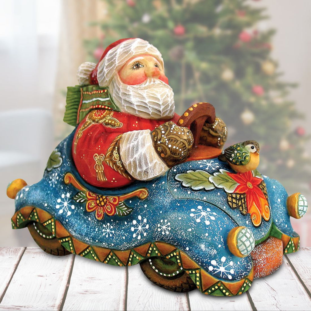 Surprise Box - Speedy Delivery Santa Handcrafted Christmas Figurine - G. DeBrekht - Christmas Santa Snowman Decor - 512045