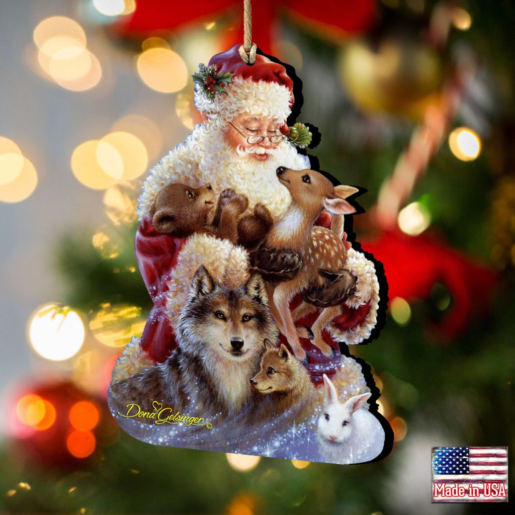 Santa Little Friends Wooden Ornaments by Gelsinger - Christmas Santa Snowman Decor - 8161012-9914