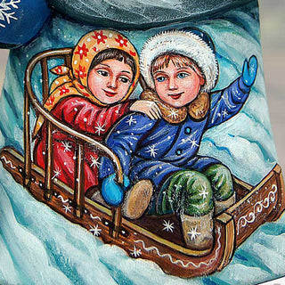 Ski Ride Santa Hand-Painted WOODCARVED Masterpiece by G. DeBrekht - Christmas Decor - 821473 *** PRE-ORDER - Handmade Just for You! ***