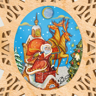 Rooftop Santa Tree Topper by G.DeBrekht - Christmas Santa Snowman Decor - 89494