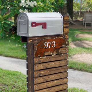 Bear Wooden Custom House Number Sign - Nature Wildlife Decor - Handcrafted Wooden Address Sign - MA98214