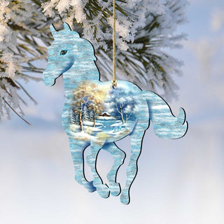 Horse Wooden Ornaments by Nature Wonders - Wildlife Holiday Decor - 8198155-2