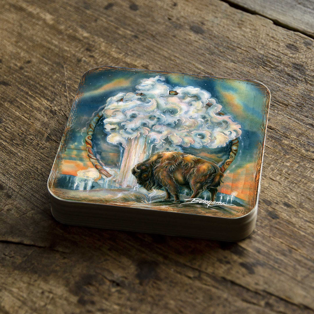 Wild Spirit of Nature Wooden Cork Coasters Gift Set of 4 by J. Bergsma - Wildlife Decor - 8199467C-S4