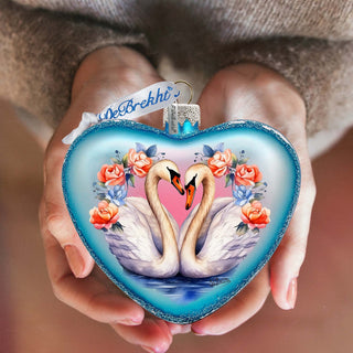 Swan Love Heart Glass Ornament by G. Debrekht - Christmas Decor - 753-012