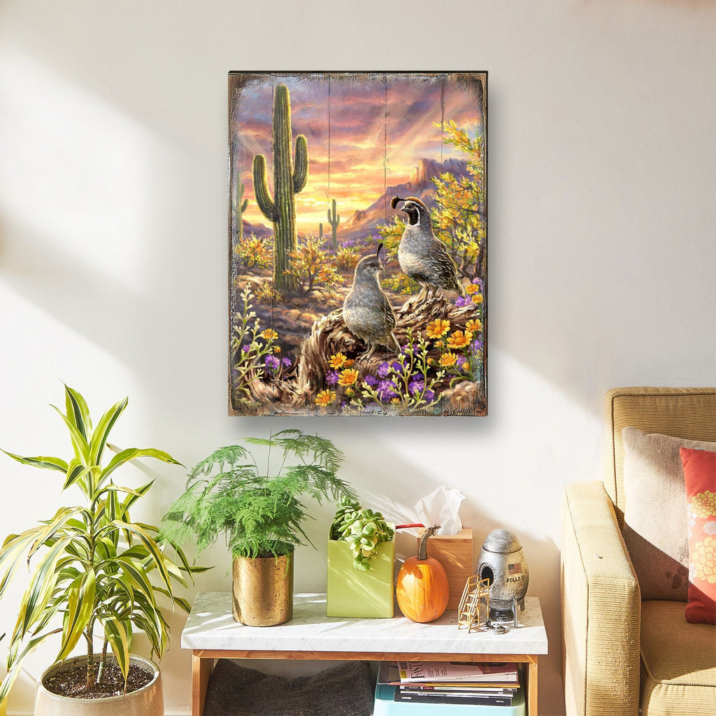 Quail Vista Art Wooden Wall Art by D. Gelsinger - Nature Wildlife Decor - 95654B-1623