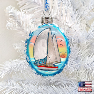 Flower Sailboat Mercury Glass Ornament by G. DeBrekht - Wildlife Holiday Decor - 777371